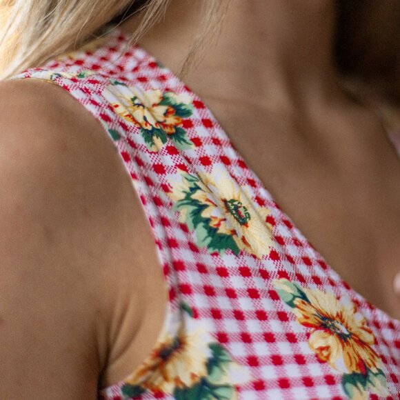 Vintage Gingham Sunflower Sundress - Picture 3 of 3